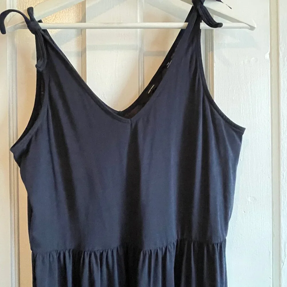 Maxi navy blue dress with adjustable straps size M, fits like L/XL - Picture 2 of 5